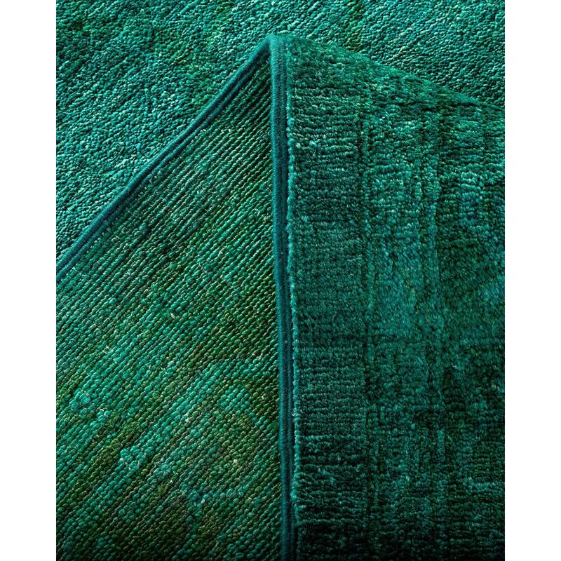 Overton Hand Knotted Wool Vintage Inspired Modern Contemporary Overdyed Blue Area Rug - 12' 4" x 18' 3"