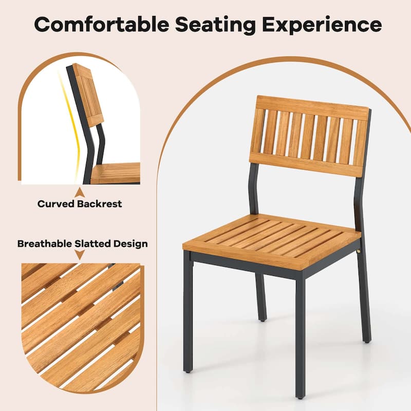 Costway 6 PCS Outdoor Acacia Wood Dining Set with Bench and 2" - See Details