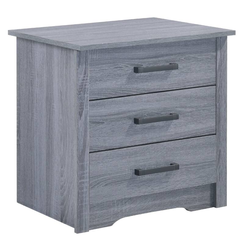 3-Drawer Wooden Nightstand - 23" - Gray