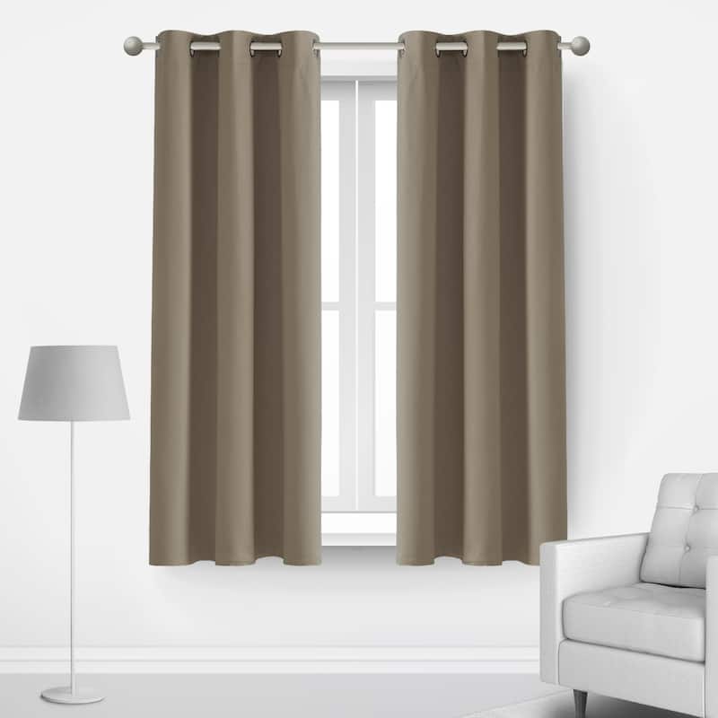 Deconovo Insulated 42 Width Curtain Panel Pair (2 Panel) - W42 x L54 Inch - Khaki