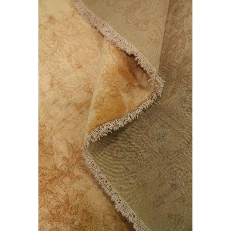 Hand Knotted Oriental 100% Wool Carpet Traditional Floral Yellow & Gold Kerman Area Rug - 20' 8'' X 10' 6''