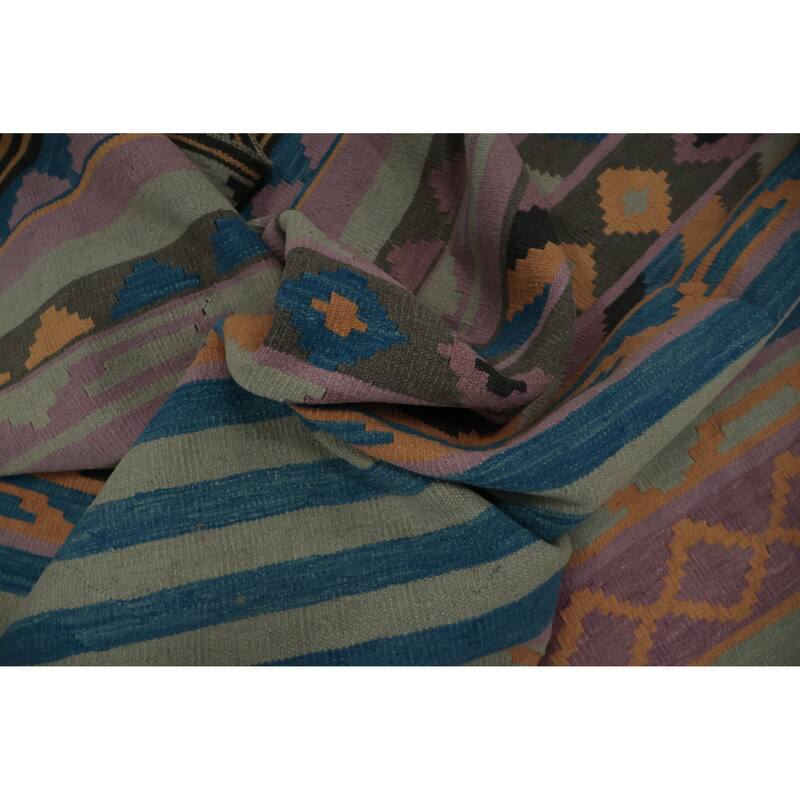 Hand Woven Oriental 100% Wool Carpet Southwestern Modern Purples Kilim Area Rug - 10' 0'' X 8' 5''