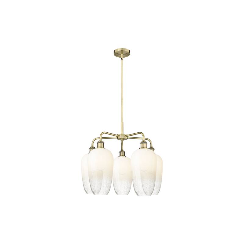 Innovations Lighting Endless Possibilities Ballston - Brookhaven Flute - 5 Light 26" Stem Hung Chandelier - Antique Brass/Opal