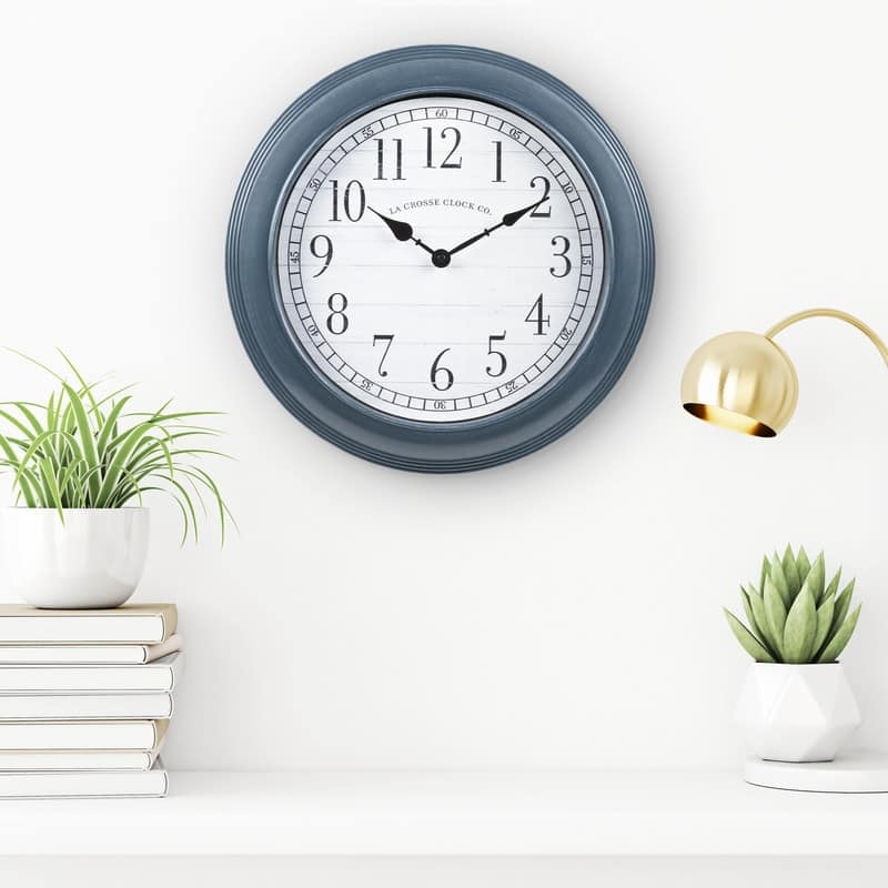 La Crosse Clock 16-inch Everly Gray Quartz Analog Wall Clock - Grey