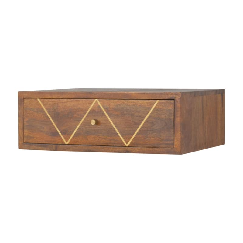 Artisan Furniture Solid Wood Floating Chestnut Brass Nightstand