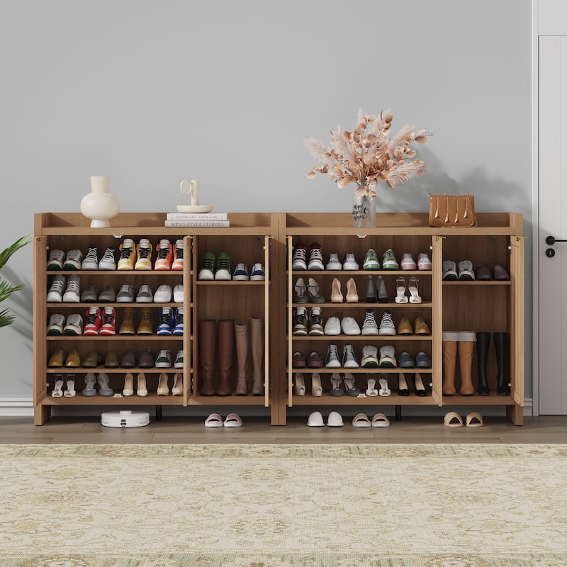 Five - Tier Storage Rustic - Flavored Rattan Shoe Cabinet