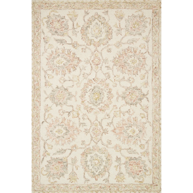 Alexander Home Annabelle Botanical Vineyard Hand-Hooked Wool Rug - 2' 3" x 3' 9" - Ivory/Blush - Runner/Rectangle