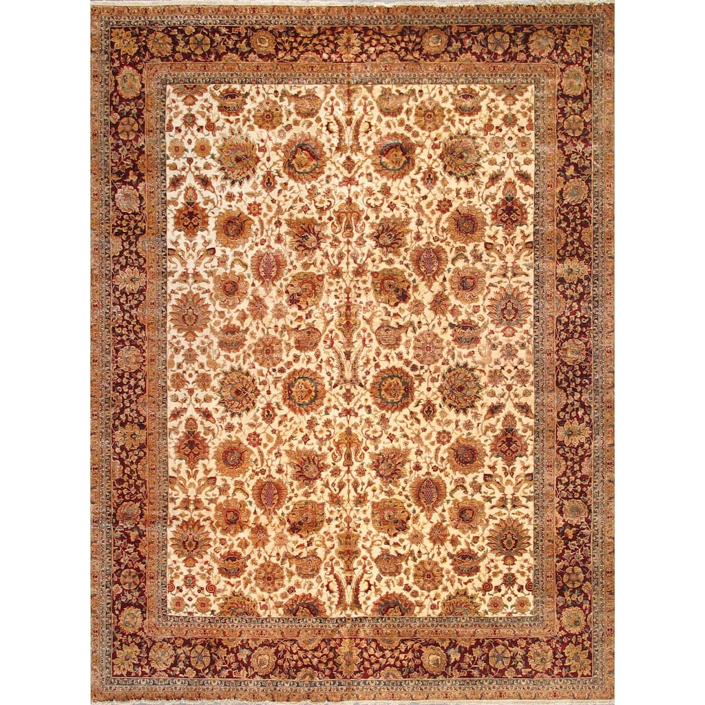 Pasargad Home Crown Jewel Agra Lamb's Wool Area Rug, Beige/Red - 12' 2" X 16' 4"