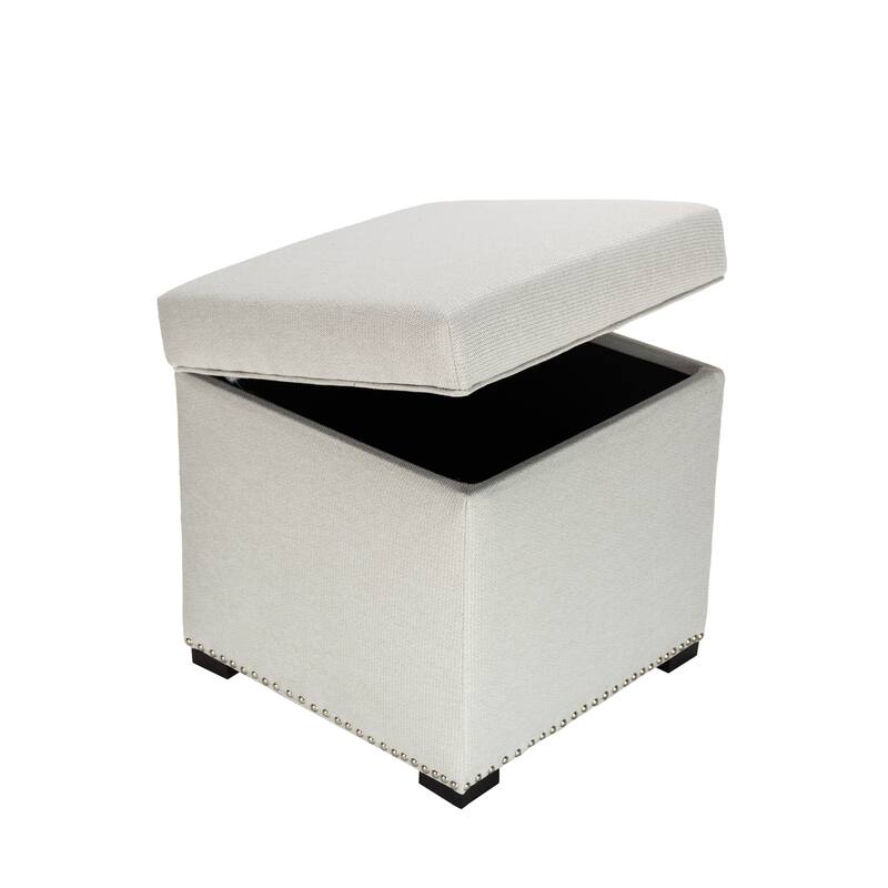 TAMI Corona Square Upholstered Nail Trimmed Storage Ottoman