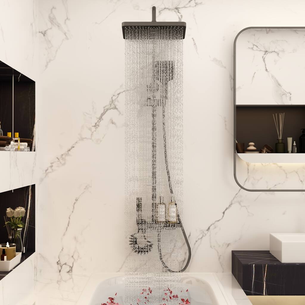 4 Function Shower Faucet Set with Handheld Sprayer, Rain Shower Head