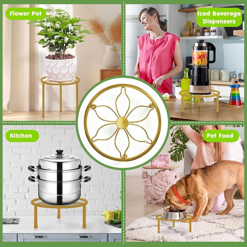 Javlergo 5-Piece Metal Plant Stand Set Multiple Sizes Black Heavy Duty Flower Pot Holder Stands for Indoor Outdoor Use