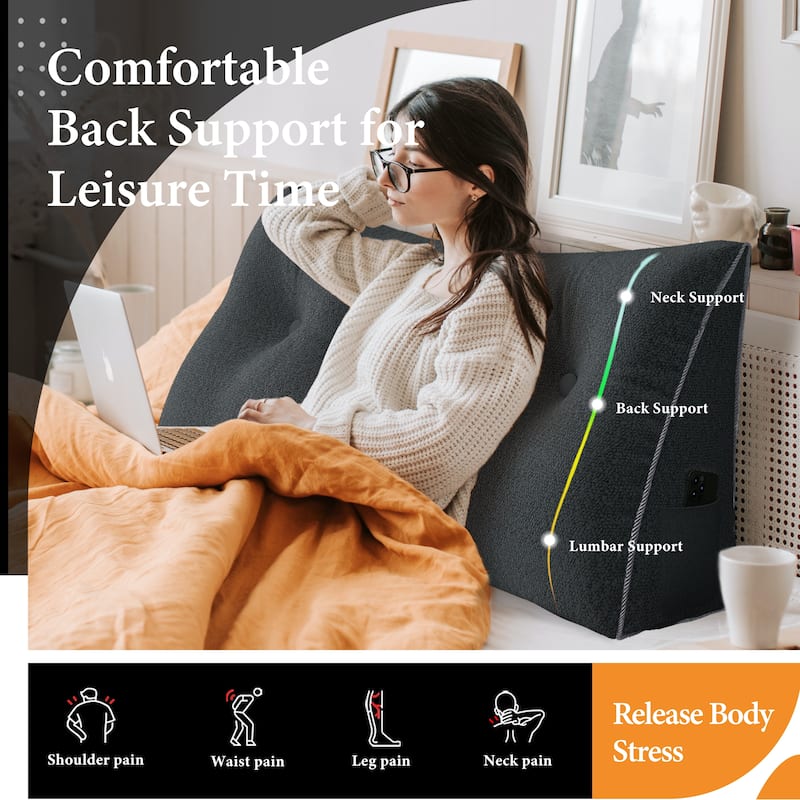 WOWMAX Bed Rest Wedge Bolster Daybed Dorm Bunk Bumper Reading Pillow