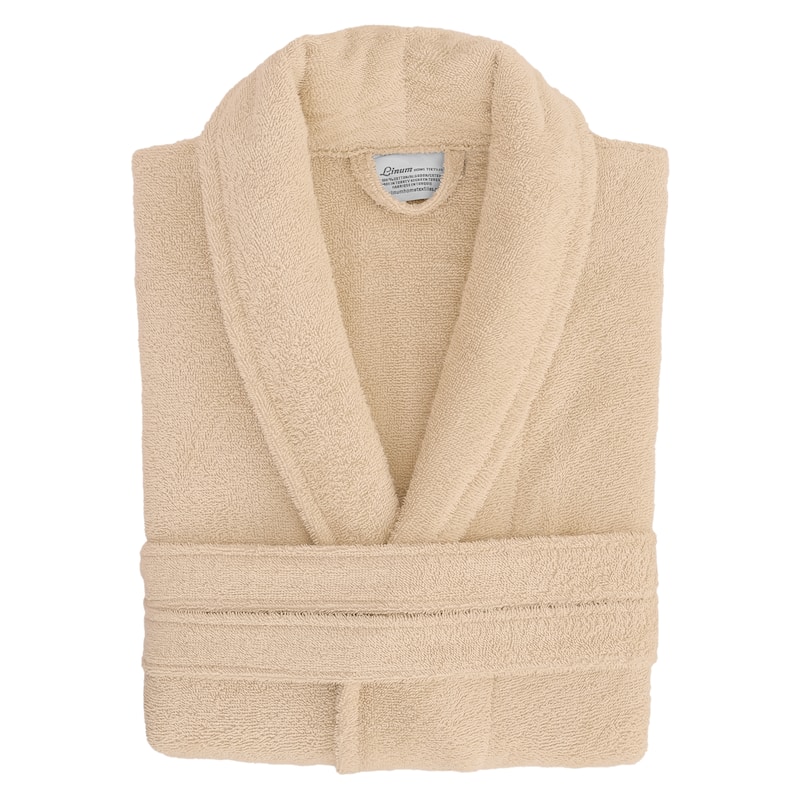 Authentic Hotel Spa Unisex Turkish Cotton Terry Cloth Bath Robe - S/M - Beige