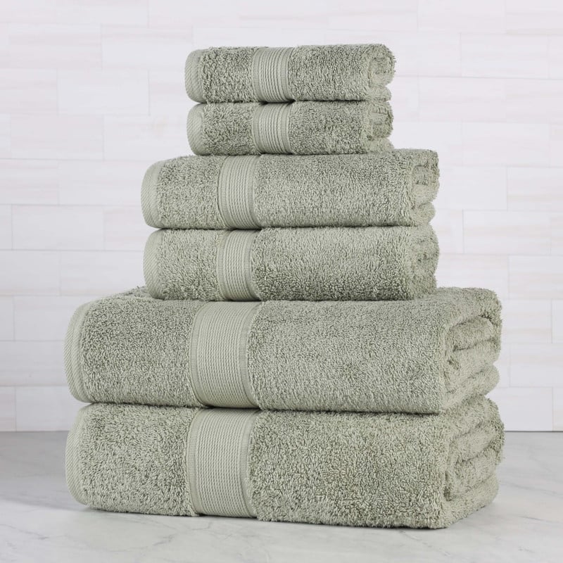 Superior Oregon Organic Cotton Solid 6-Piece Towel Set - Sage