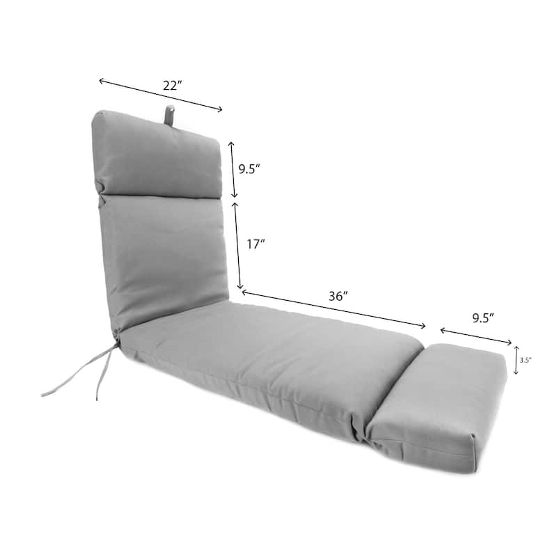 72" x 22" Gray Solid Outdoor Chaise Lounge Cushion with Ties and Loop - 72'' L x 22'' W x 3.5'' H