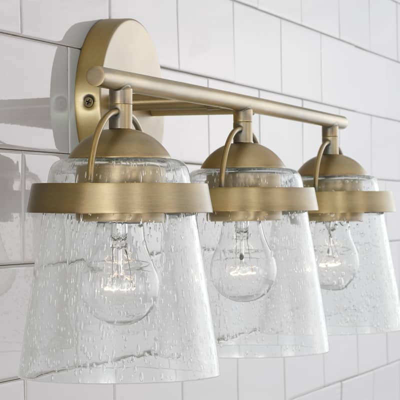 Madison 3-light Bath/ Vanity Fixture w/ Clear Seeded Glass