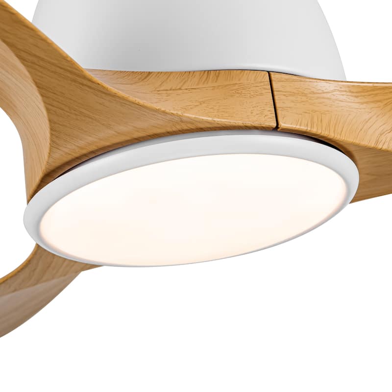 52 inch Indoor Ceiling Fan with Intergrated LED - Matte White with Antique Brown Wood Grain Blade