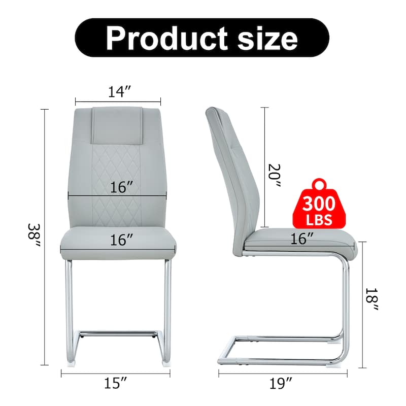 Roomfitters PU Dining Chairs with Padded Seat and Metal Legs, 8-Piece Upholstered Set for Kitchen or Dining Room