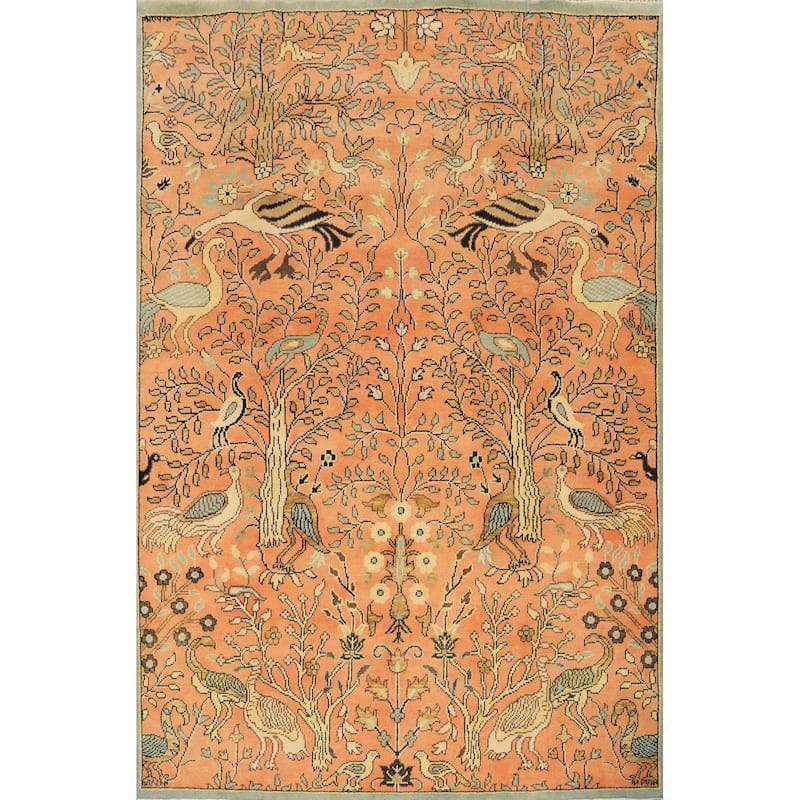 Hand Knotted Oriental 100% Wool Carpet Traditional All-Over Oranges & Rust Ziegler Area Rug - 10' 1'' X 7' 11''