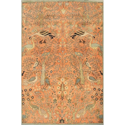 Hand Knotted Oriental 100% Wool Carpet Traditional All-Over Oranges & Rust Ziegler Area Rug - 10' 1'' X 7' 11''