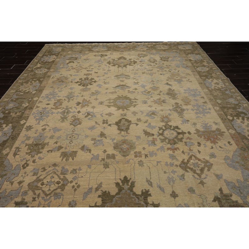 9'11''x13'4'' Hand Knotted Crafts Beige Oushak Wool Oriental Rug - 9' 11'' x 13' 4''