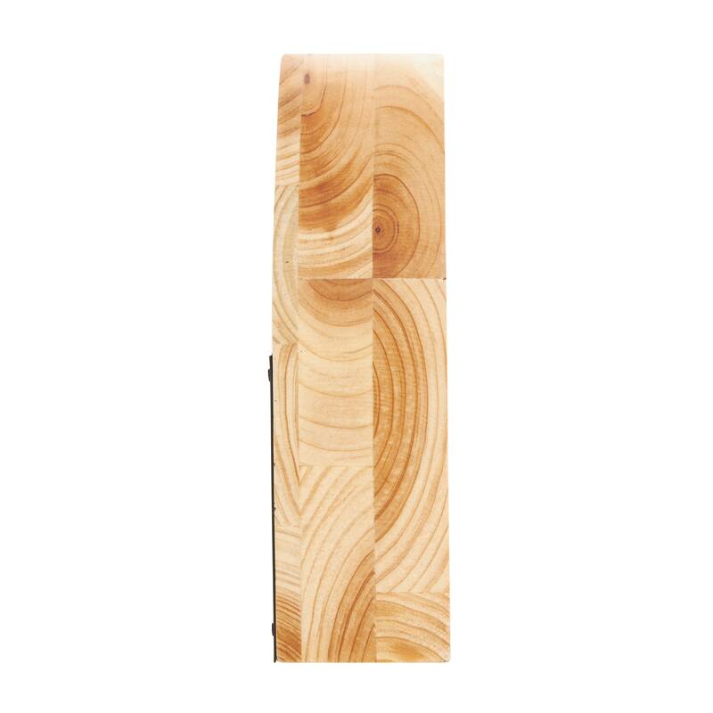 Light Brown Wood Round Abstract Decorative Clock