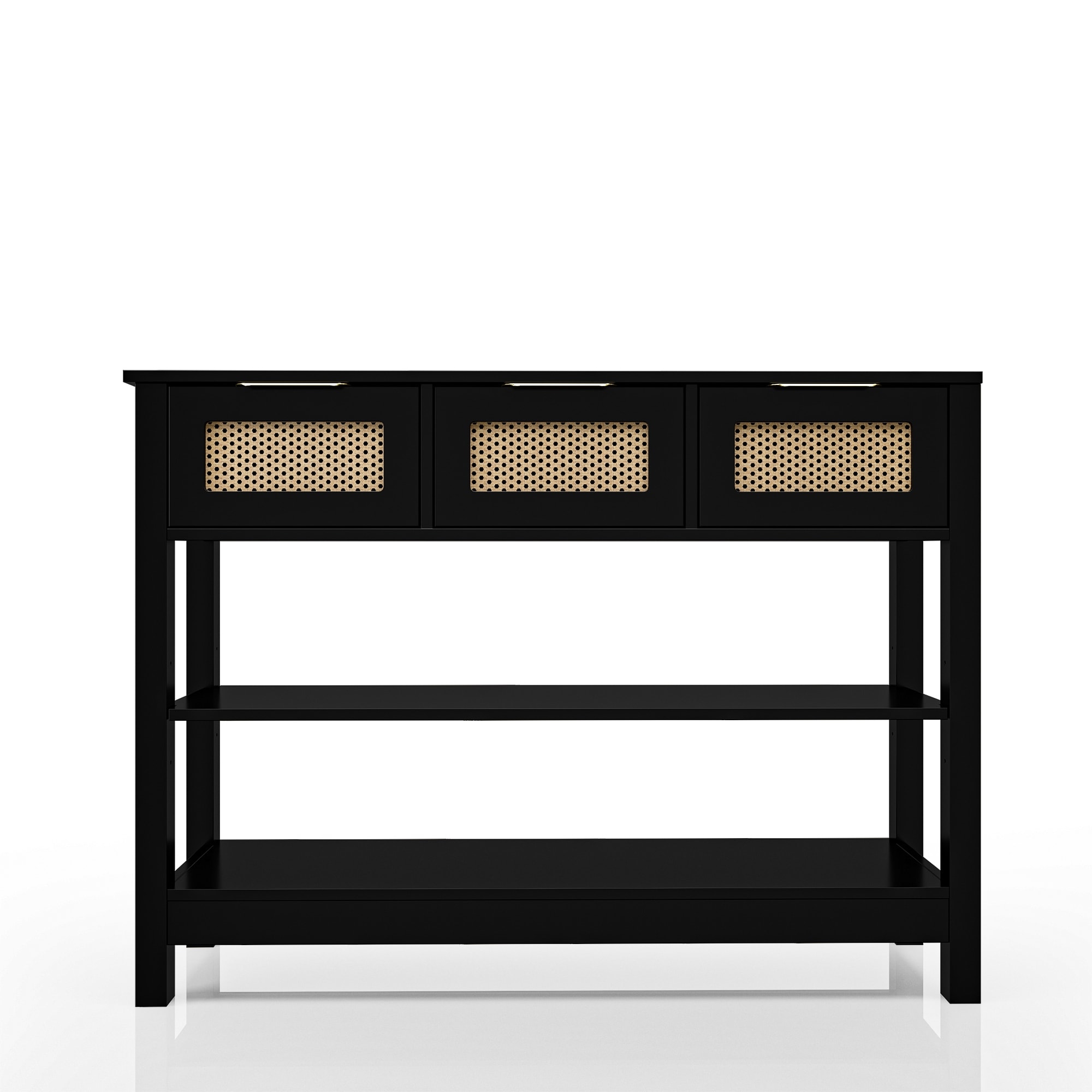 43.3" Farmhouse Sofa/Console Table - with 3 Top Drawers and 2 Open Shelves