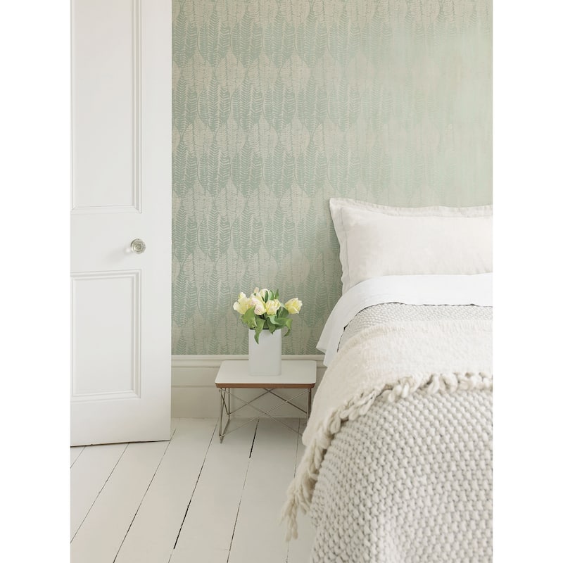 Galerie Wallcoverings Bazaar Wasabi Leaves Design Non-woven Metallic Wallpaper Roll