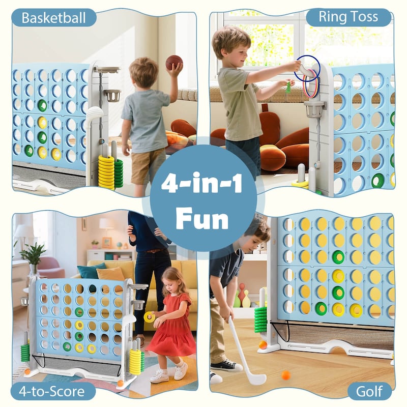 Costway Giant 4-in-a-Row Game Set with Ring-toss, Basketball Hoop, - See Details