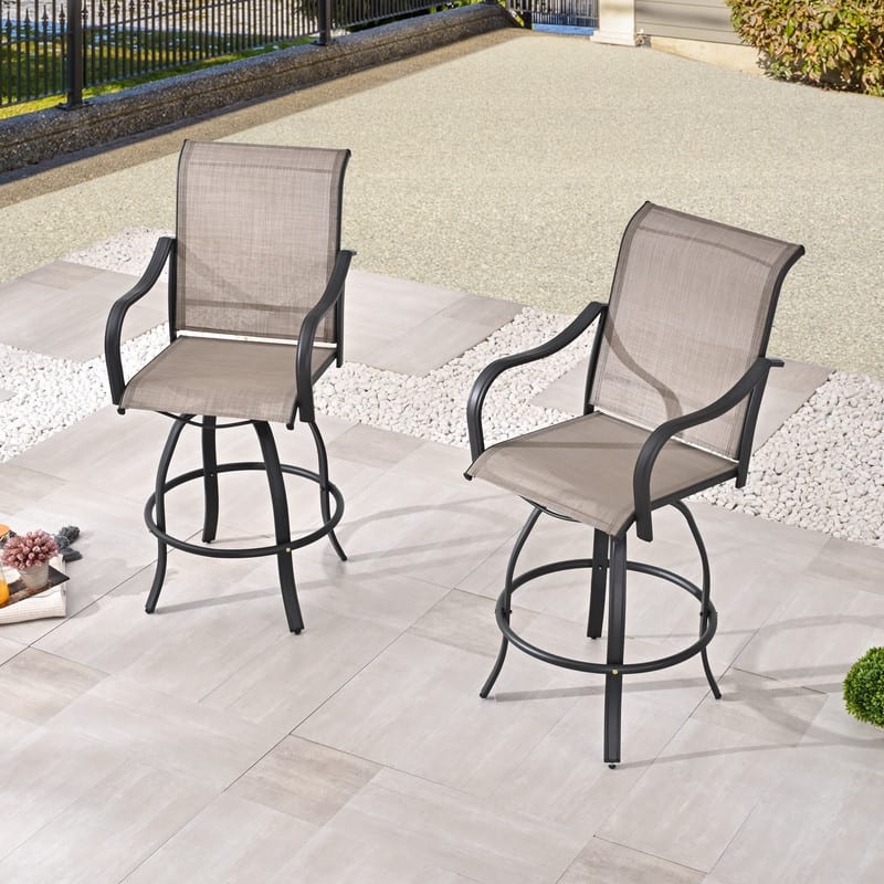 Patio Festival Outdoor Metal High Back Swivel Bar Chair (2-Pack) - Grey