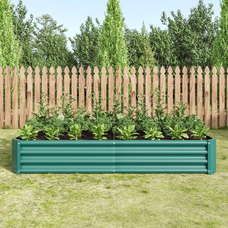 GDFStudio - Large Oval Metal Raised Garden Bed for Vegetables, Flowers, and Plants, Outdoor Backyard Planter Box - Green - 6×3×1ft
