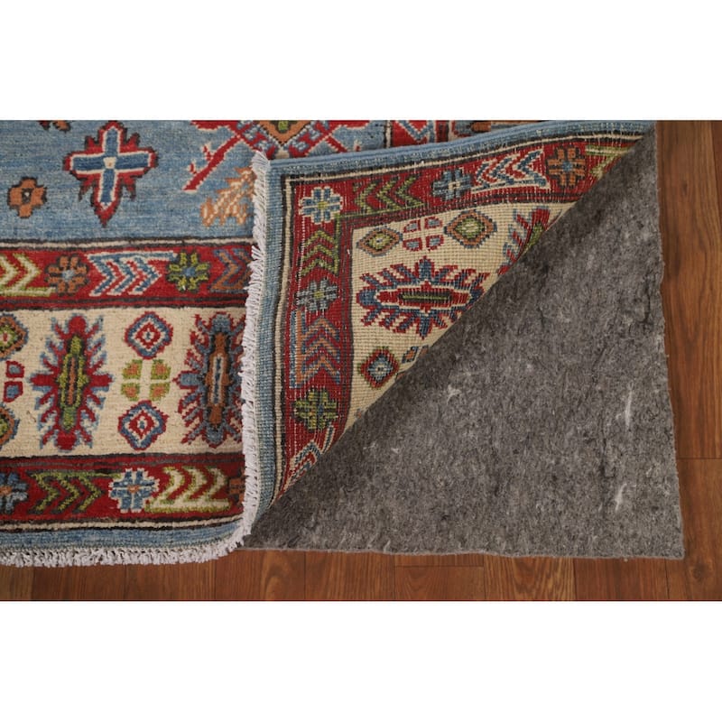 Blue Kazak Area Rug Hand-Knotted Wool Carpet - 4'10" x 6'5"
