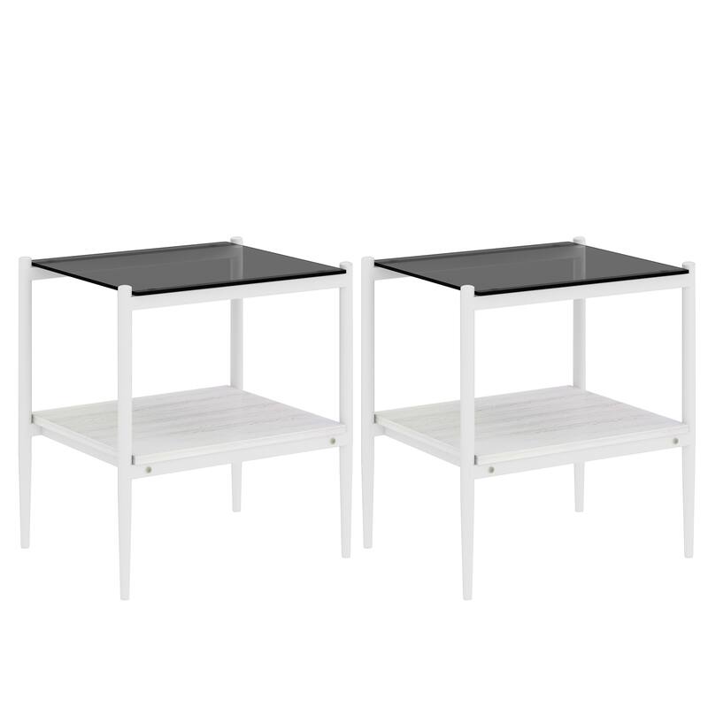 Coffee Table and End tables Set of 3, Tempered Glass Table with MDF layer, Modern Tables for Living Room