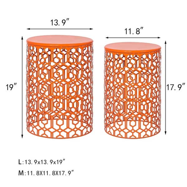 Adeco Metal Accent Nesting Tables Set of 2 Round End Side Coffee Table Bed Bath & Beyond