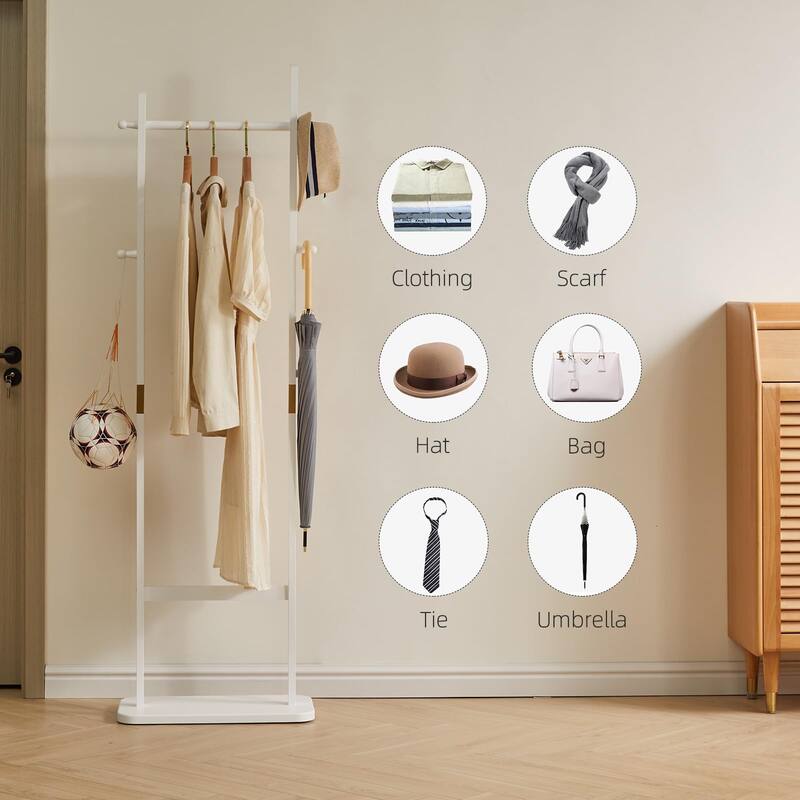 Clothing Rack for Hanging Clothes, White Freestanding Clothes Rack