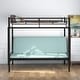 preview thumbnail 4 of 10, Black Twin over Full Metal Bunk Bed with Fence and Multi-Function Design