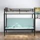 preview thumbnail 4 of 10, Twin Over Full Metal Bunk Bed with Convertible Futon & Guardrails, Black