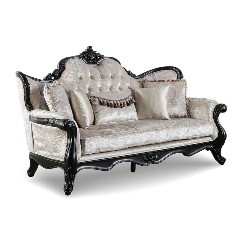 Furniture of America Clarissa Traditional Sofa Set with Button Tufted Back and Accent Pillow