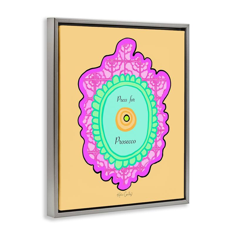 Stupell Press For Prosecco Button Framed Floater Canvas Wall Art Design By Katie Conley