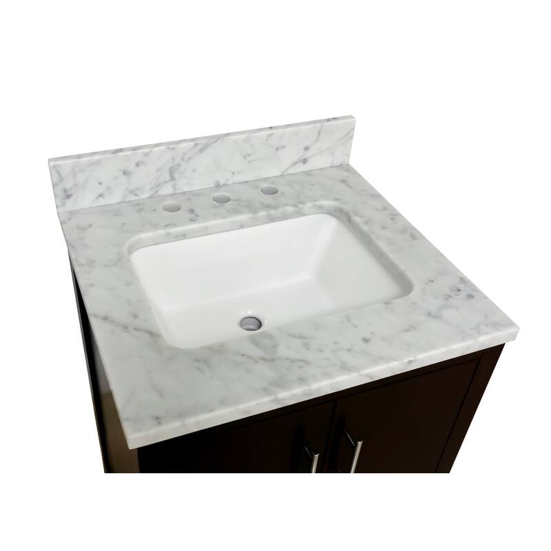KitchenBathCollection California 24" Bathroom Vanity with Carrara Marble Top