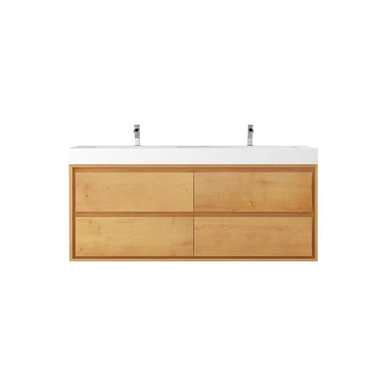 Morava 60" Floating Vanity with Double Sink - 60 - Light Oak