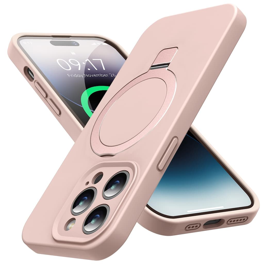 6.1 inch iPhone 14 Pro Case, Liquid Silicone Moisturizing Factor Extreme Soft Slim Phone Case with Stand Compatible with MagSafe