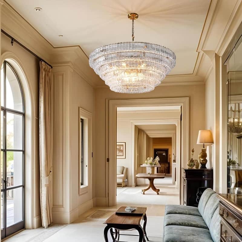KAYLA 36 in. 6-Lights Gold Crystal Drum Chandelier