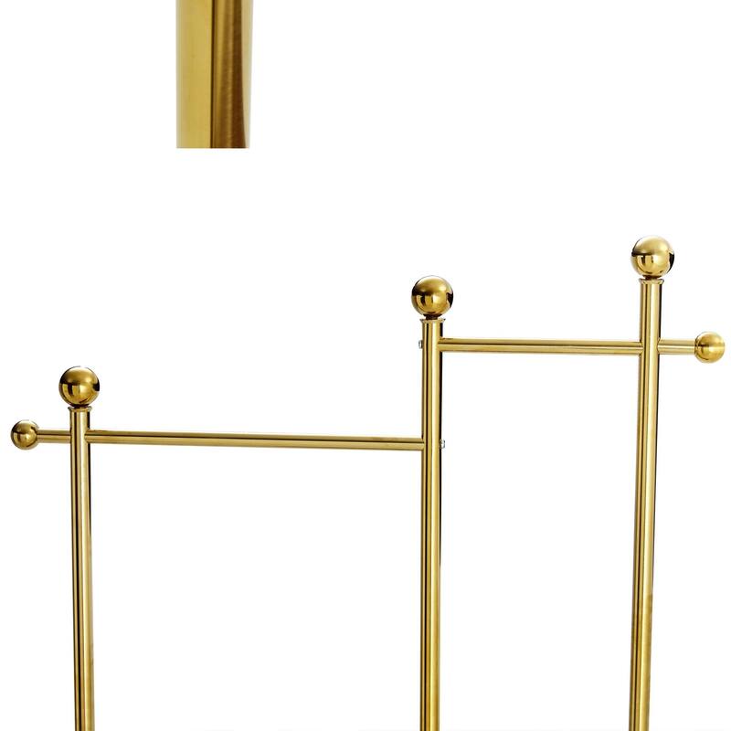 Industrial Coat Rack, Solid Wood and Stainless Steel Heavy Duty Clothing Stand with 2 Layer Storage