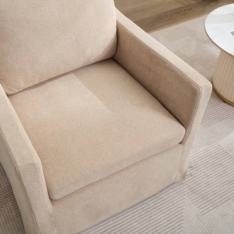Modern 29.92" Chenille 360° Swivel Accent Chair with Solid Wood Frame and Removable Back Cushion