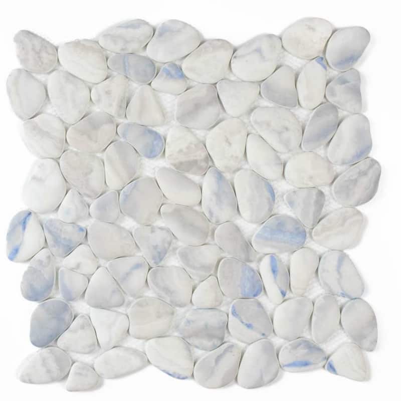 The Tile Life Huron Rock 12x12 Blue Glass Pebble Floor & Wall Tile