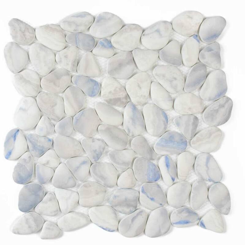 Huron Rock 12x12 Matte Glass Pebble Mosaic Tile - Floor, Wall, Backsplash