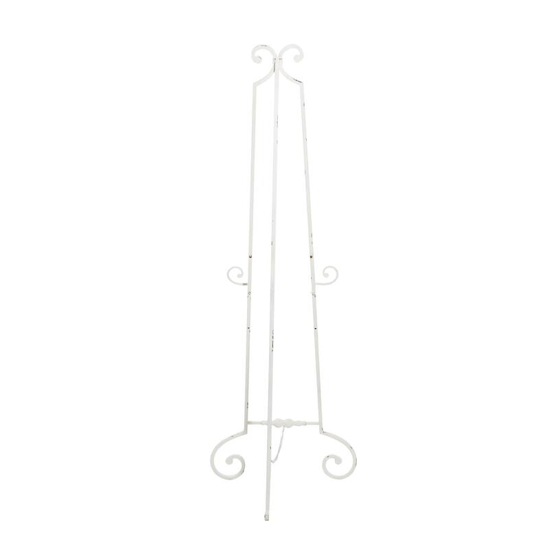 Metal Scroll Large Adjustable 3 Tier Display Easel with Chain Support - White - Roche River Decor