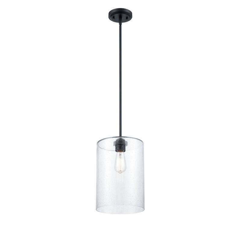 Millennium Lighting Moven 1 Light Mini-Pendant in Multiple Finishes with Seeded Glass Shade - Matte Black