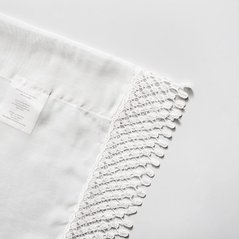 DriftAway Ava Lace/Crochet Trim Voile Sheer Window Curtain Panel Pair